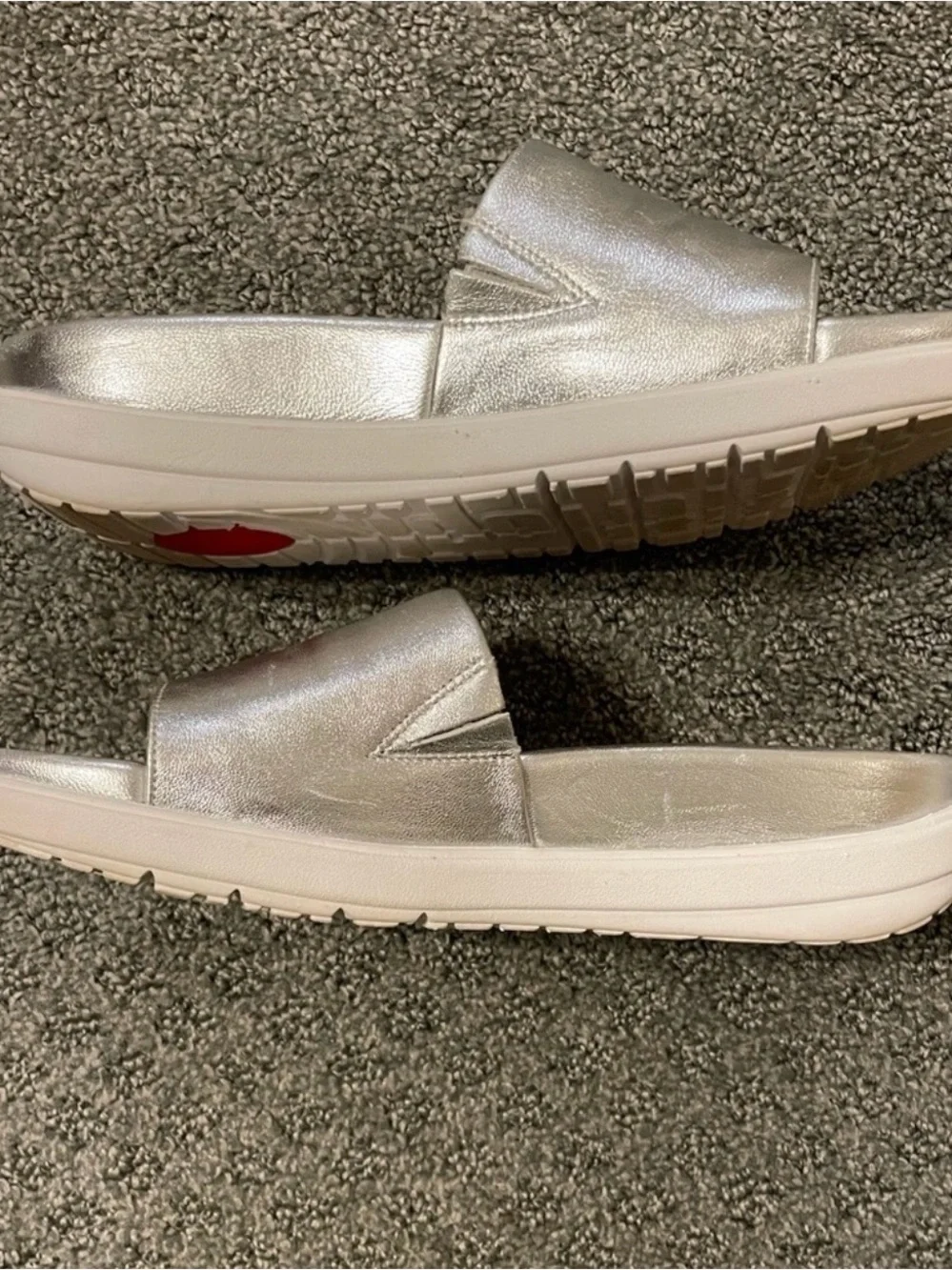 Fit Flop Silver Slide Sandals -size 8